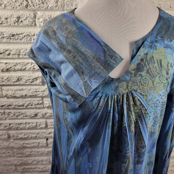 Westbound Womens Top Extra Large XL Tunic Blue Geometric Lightweight GEO149XE - Picture 5 of 8